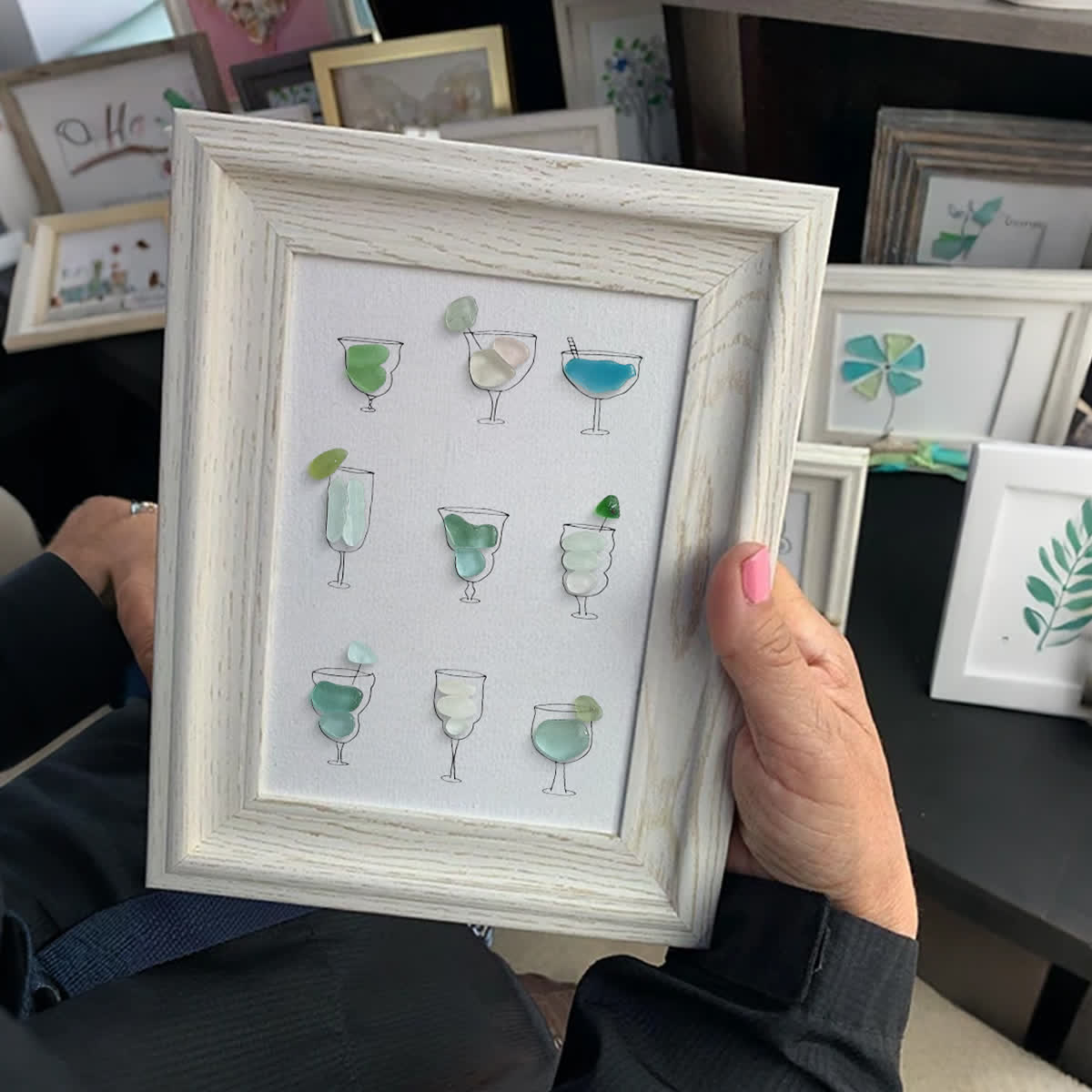 Coastal Cocktails Beachy Drink Sea Glass Framed Art - image 5