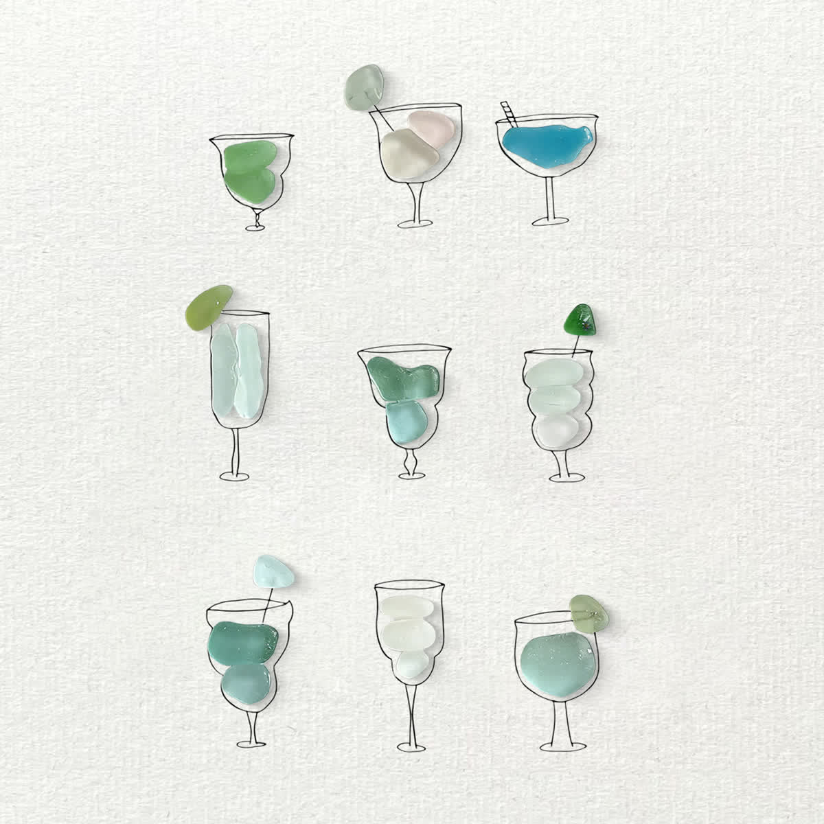 Coastal Cocktails Beachy Drink Sea Glass Framed Art - image 2