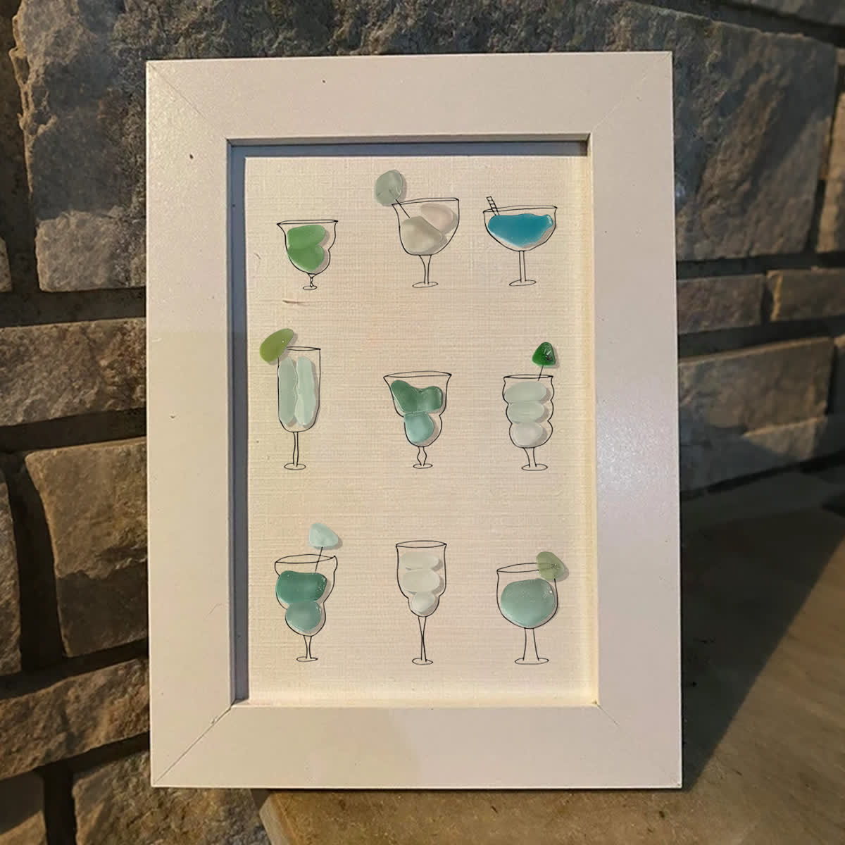 Coastal Cocktails Beachy Drink Sea Glass Framed Art - image 3