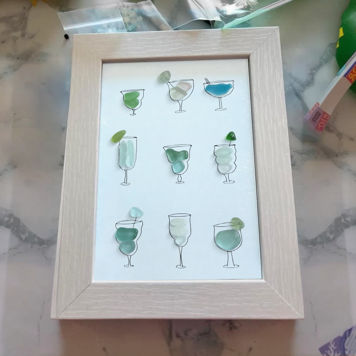 Coastal Cocktails Beachy Drink Sea Glass Framed Art - image 4