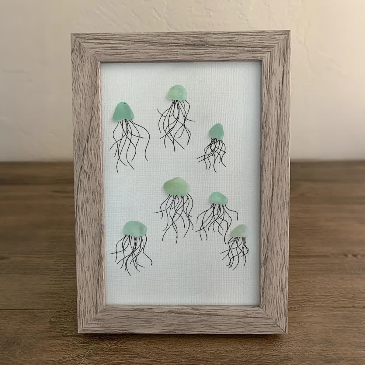 Ocean Drift Coastal Jellyfish Sea Glass Framed Art - image 3