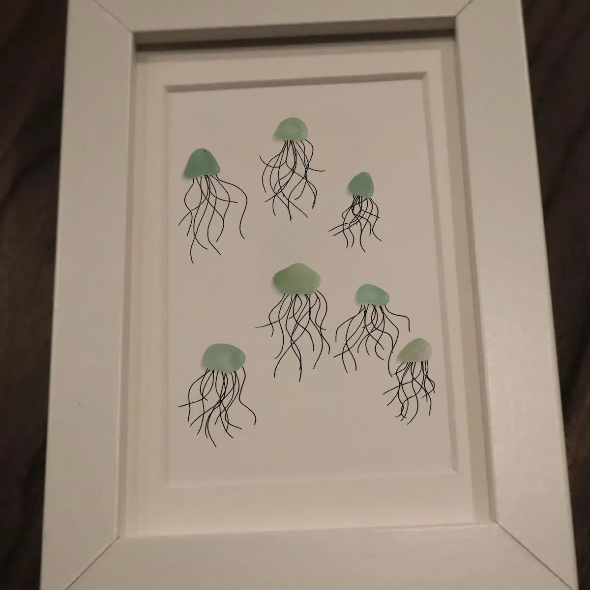 Ocean Drift Coastal Jellyfish Sea Glass Framed Art - image 8