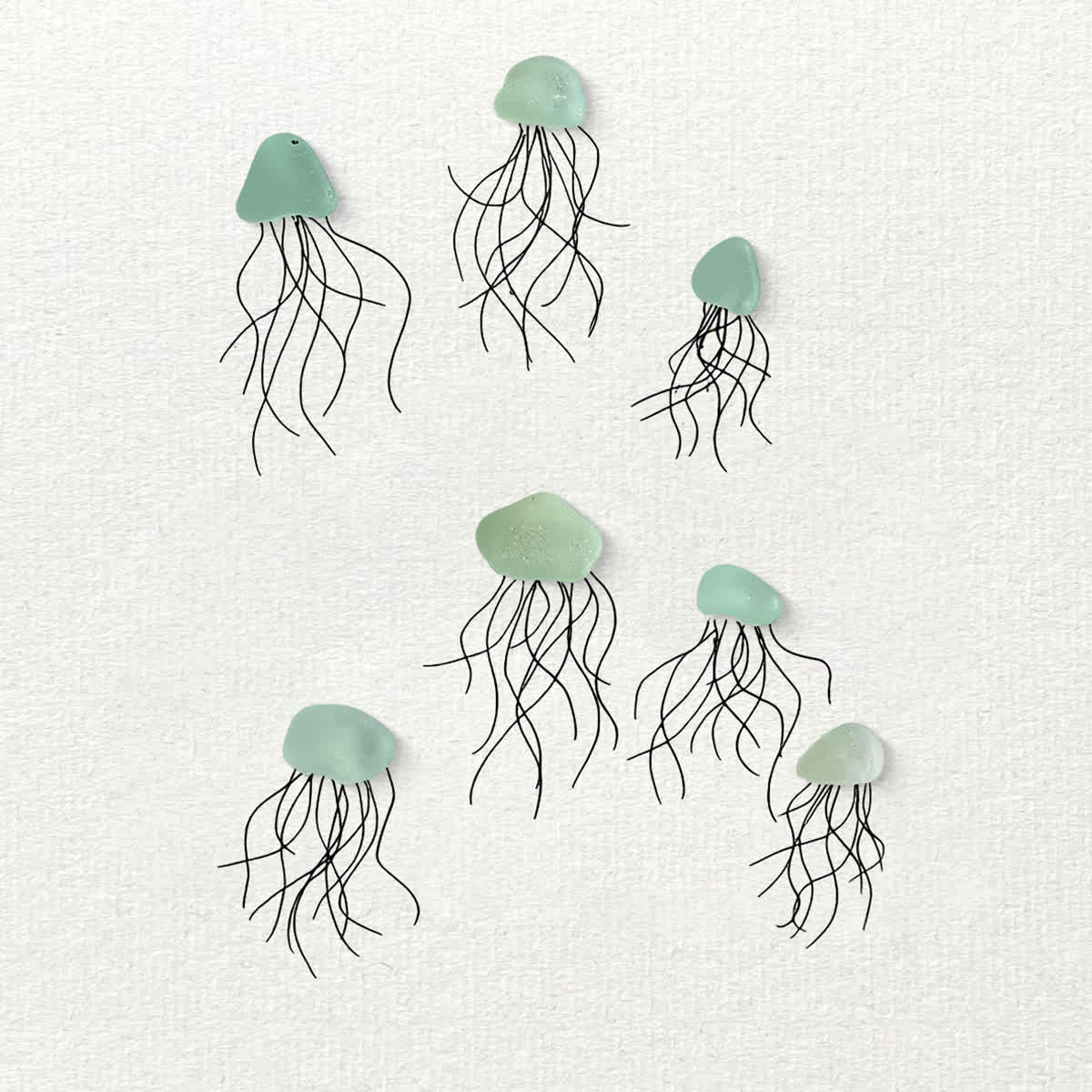 Ocean Drift Coastal Jellyfish Sea Glass Framed Art - image 2