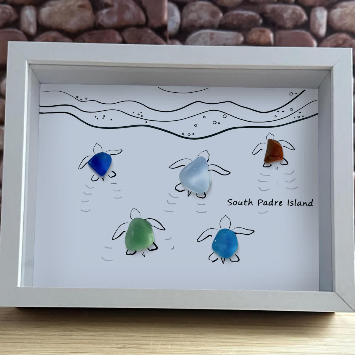 Tide & Turtles South Padre Island Sea Glass Framed Art - image 7