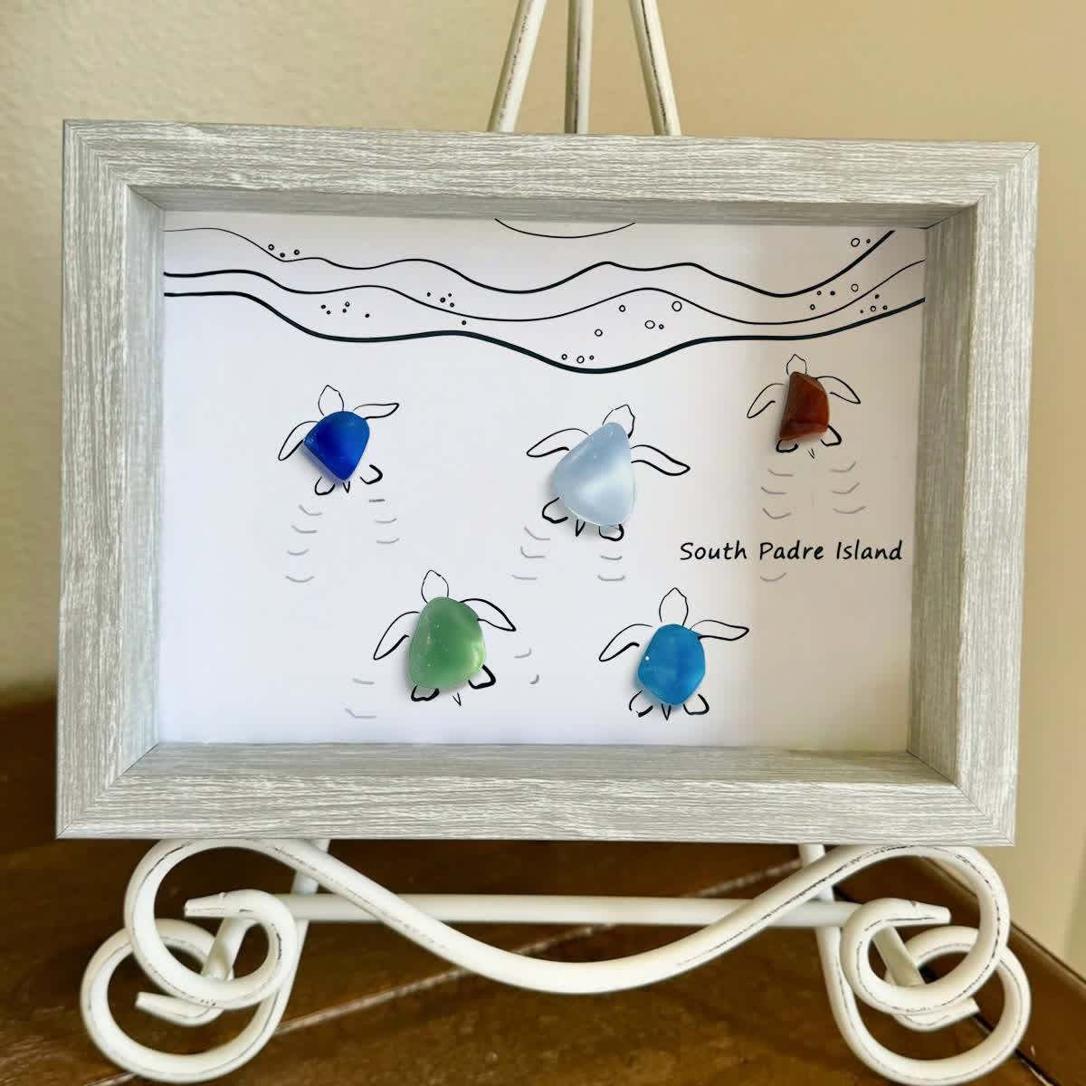 Tide & Turtles South Padre Island Sea Glass Framed Art - image 0