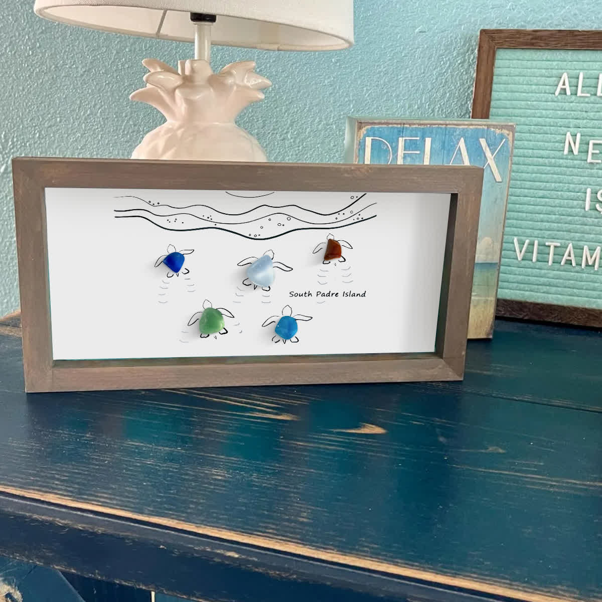 Tide & Turtles South Padre Island Sea Glass Framed Art - image 12