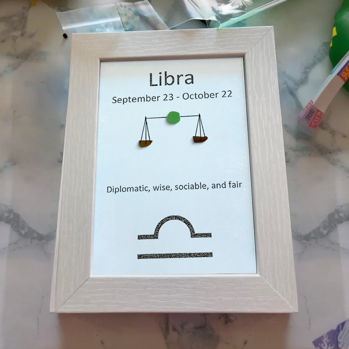 Libra Balance Zodiac Sea Glass Framed Art - image 5