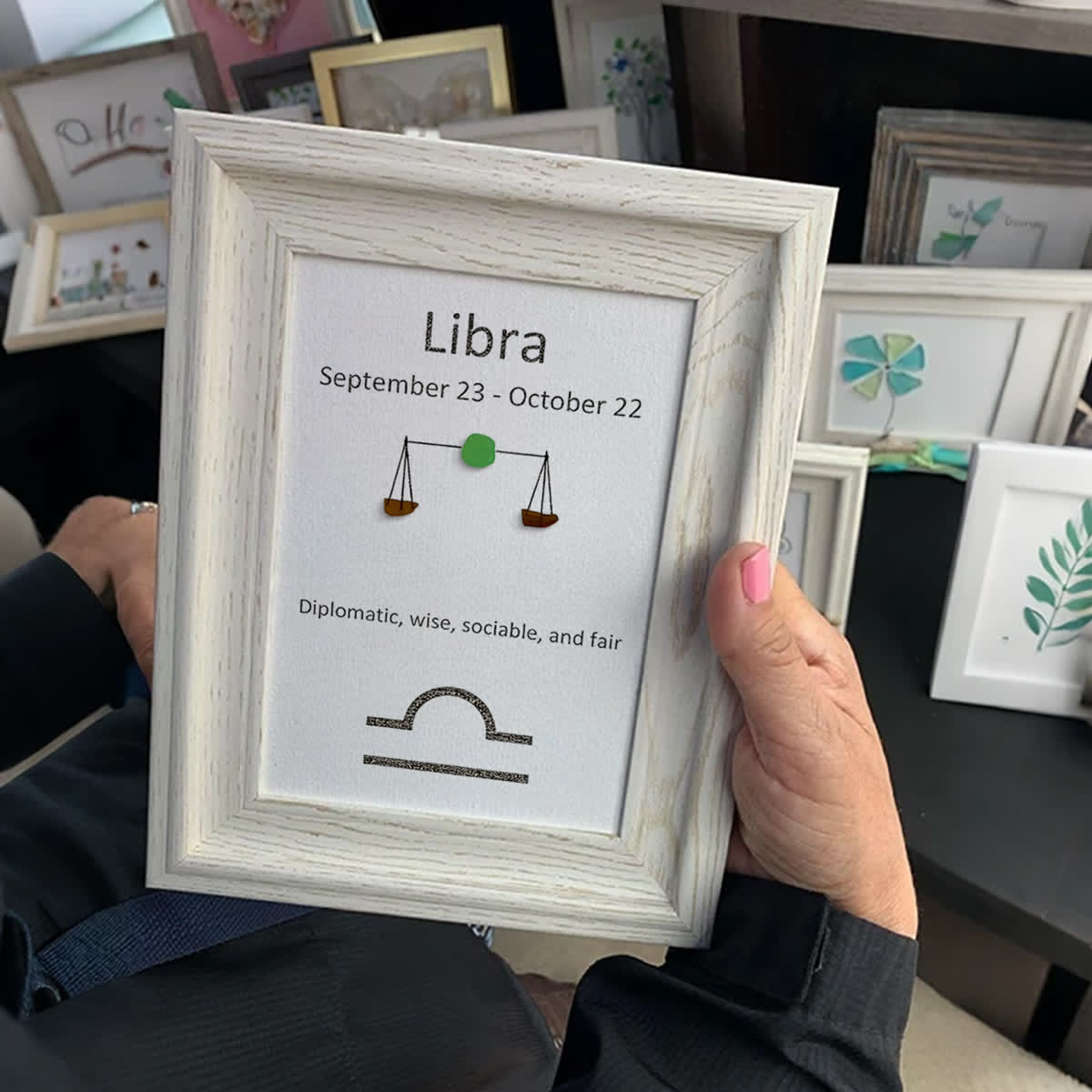 Libra Balance Zodiac Sea Glass Framed Art - image 0