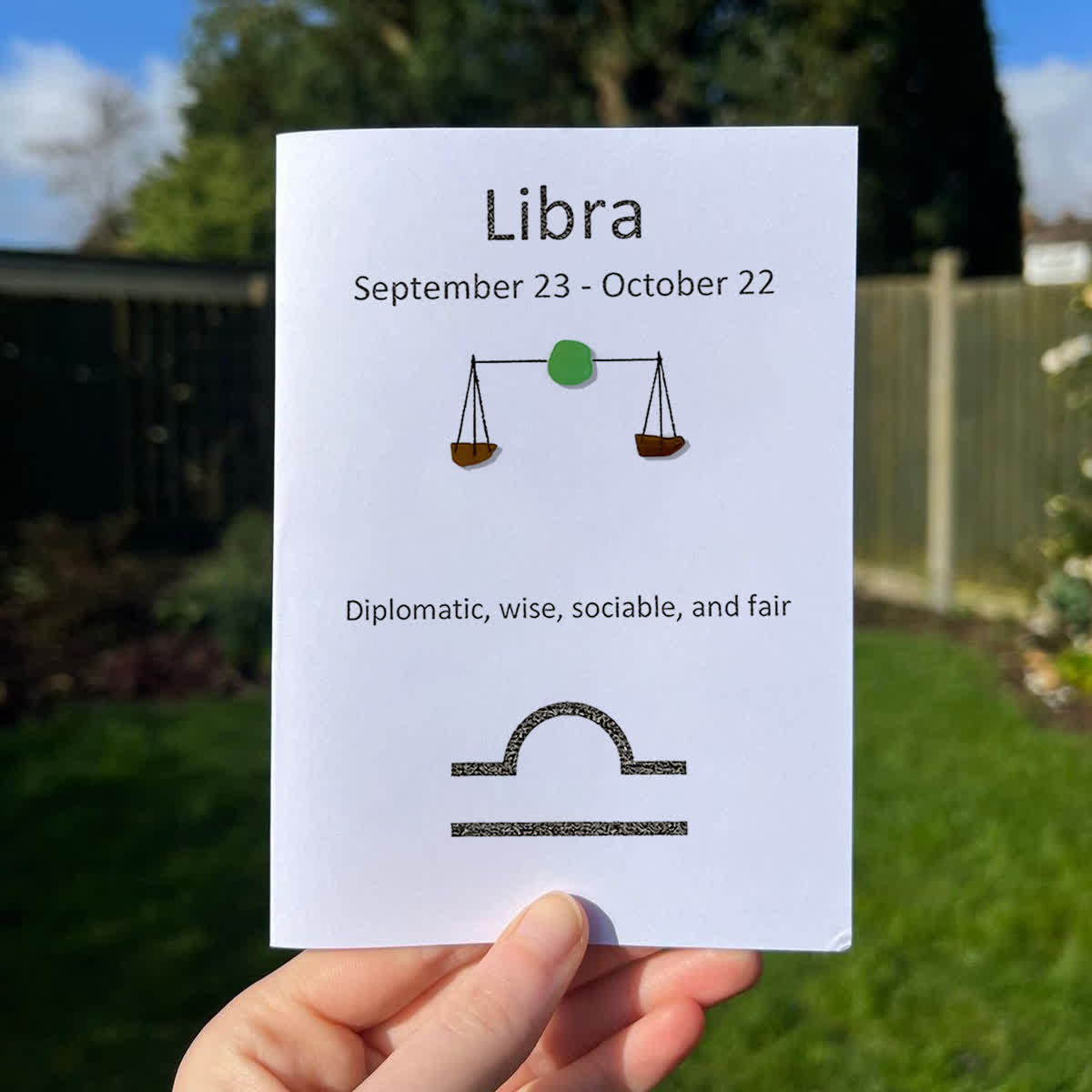 Libra Balance Zodiac Sea Glass Framed Art - Seaglass Card - 8" X 6" - image 1