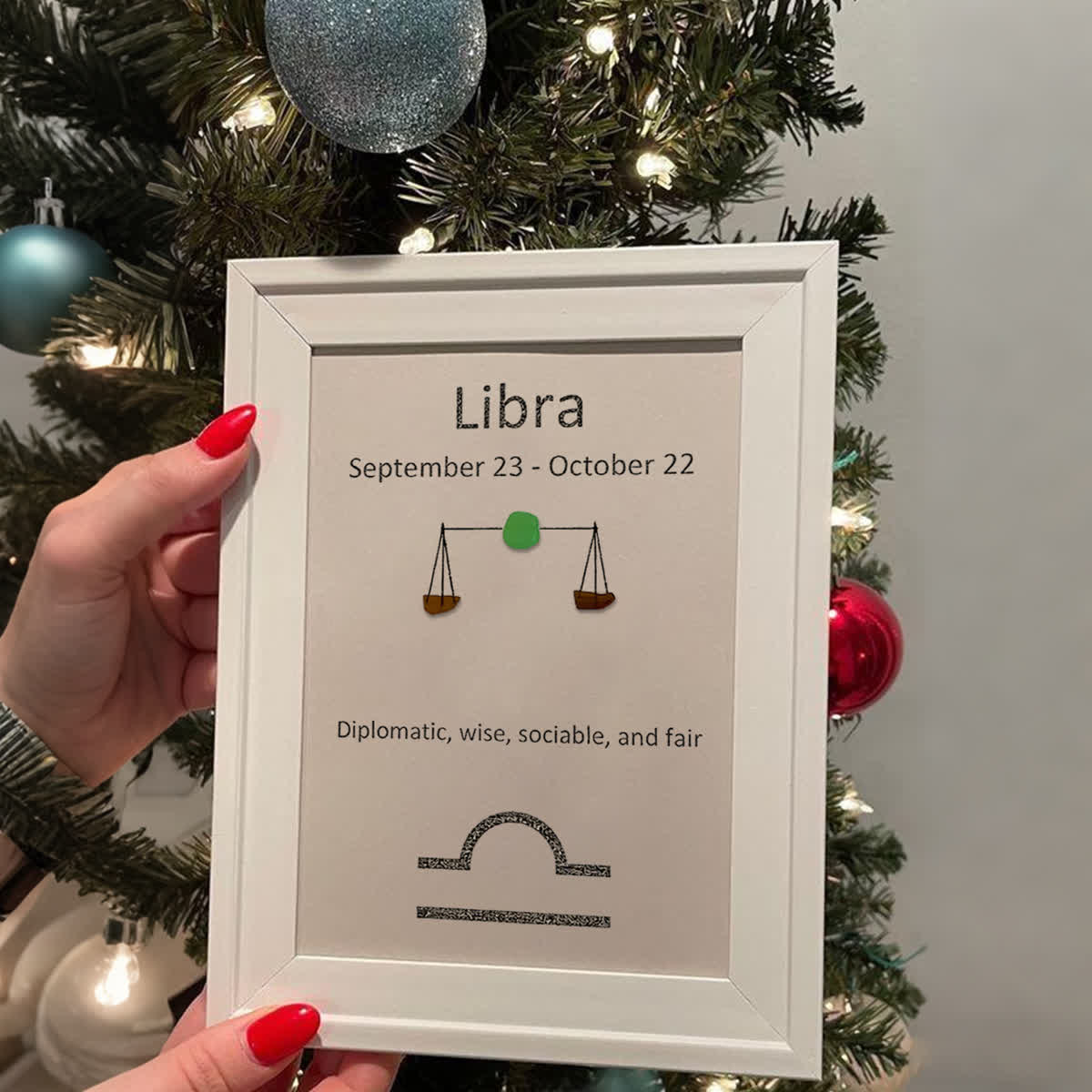 Libra Balance Zodiac Sea Glass Framed Art - image 4