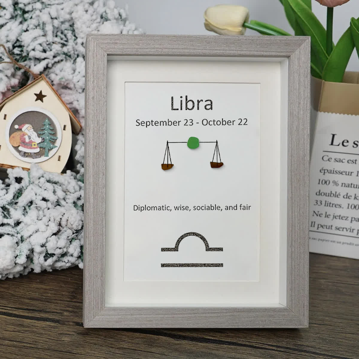 Libra Balance Zodiac Sea Glass Framed Art - image 3