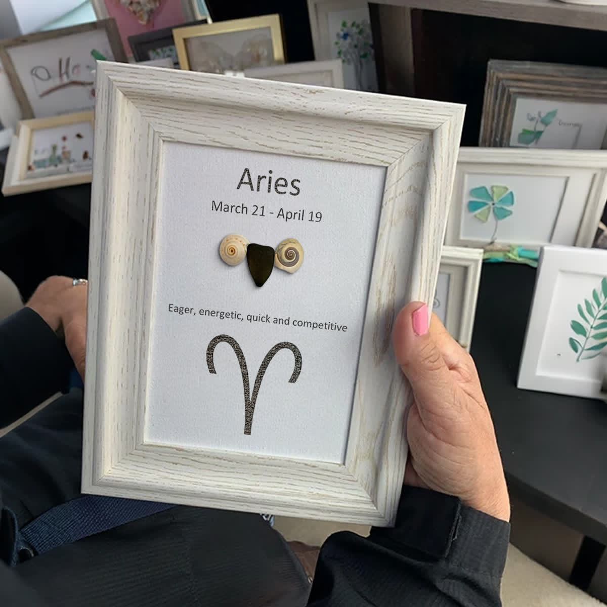 Aries Fire Zodiac Sea Glass Framed Art - image 0