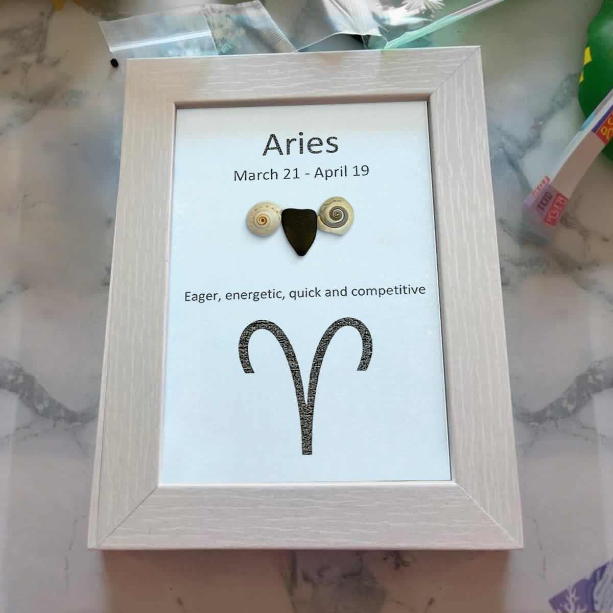 Aries Fire Zodiac Sea Glass Framed Art - image 4