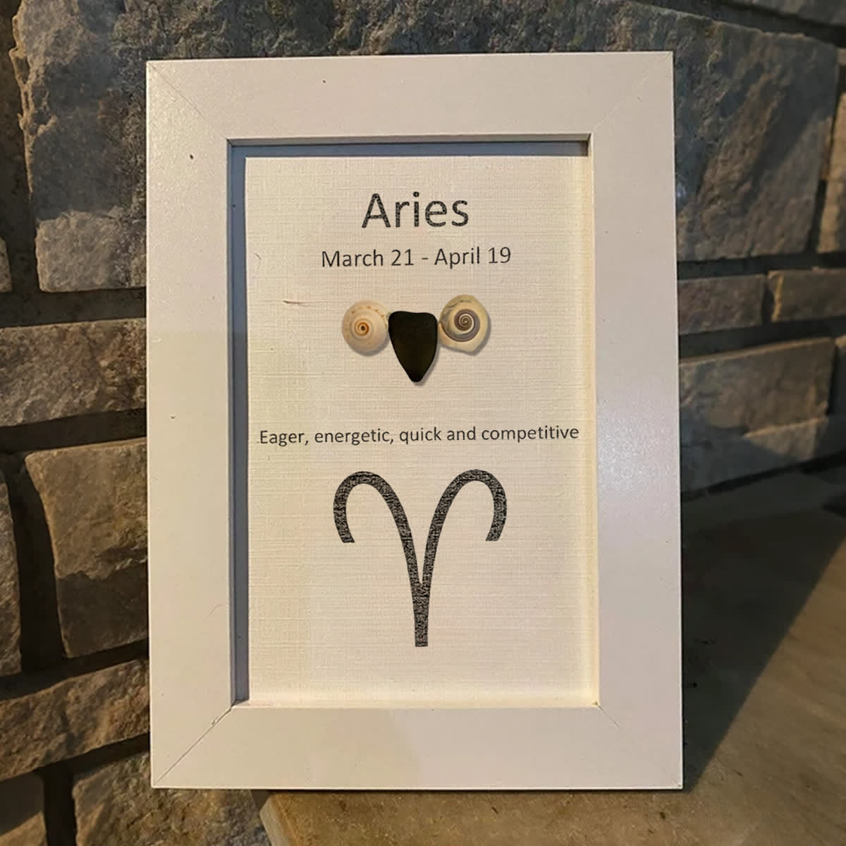 Aries Fire Zodiac Sea Glass Framed Art - image 3