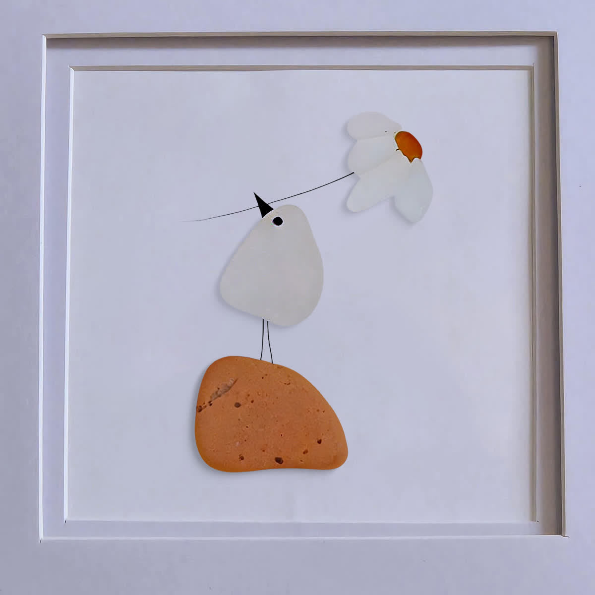 Little Bird & Daisy Nature-Inspired Sea Glass Framed Art - image 8