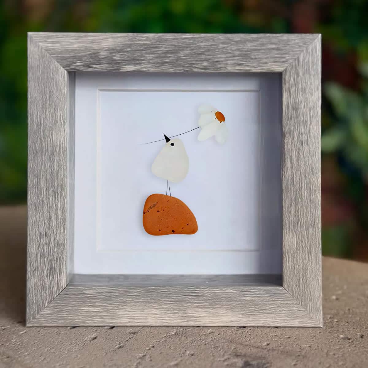 Little Bird & Daisy Nature-Inspired Sea Glass Framed Art - image 6