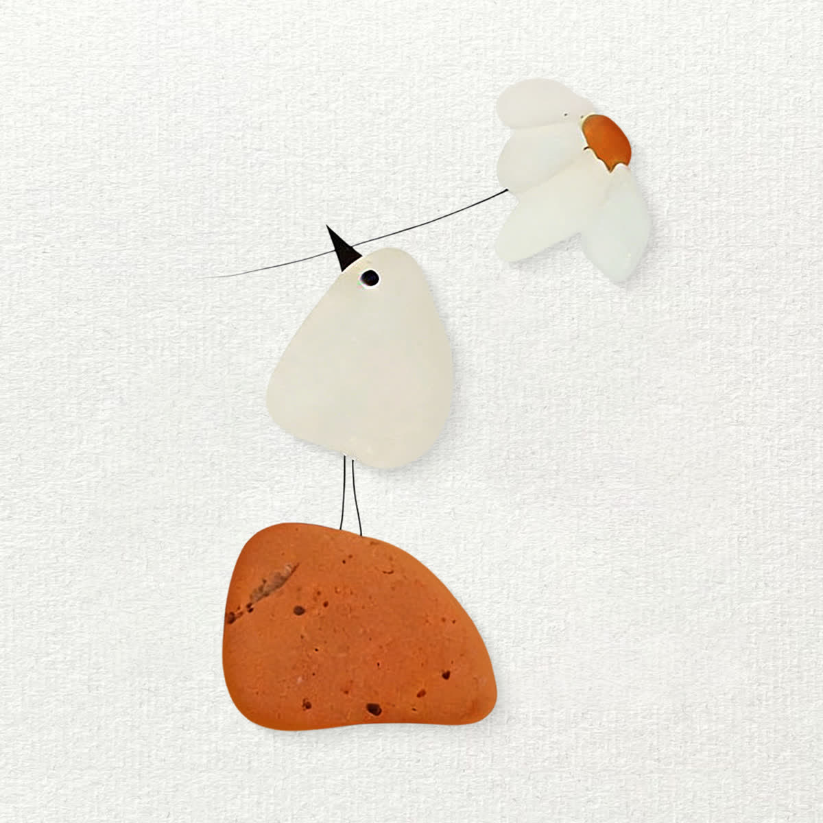 Little Bird & Daisy Nature-Inspired Sea Glass Framed Art - image 2