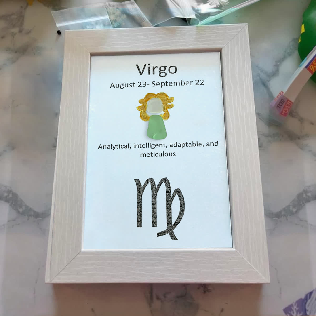 Virgo Essence Zodiac Sea Glass Framed Art - image 5