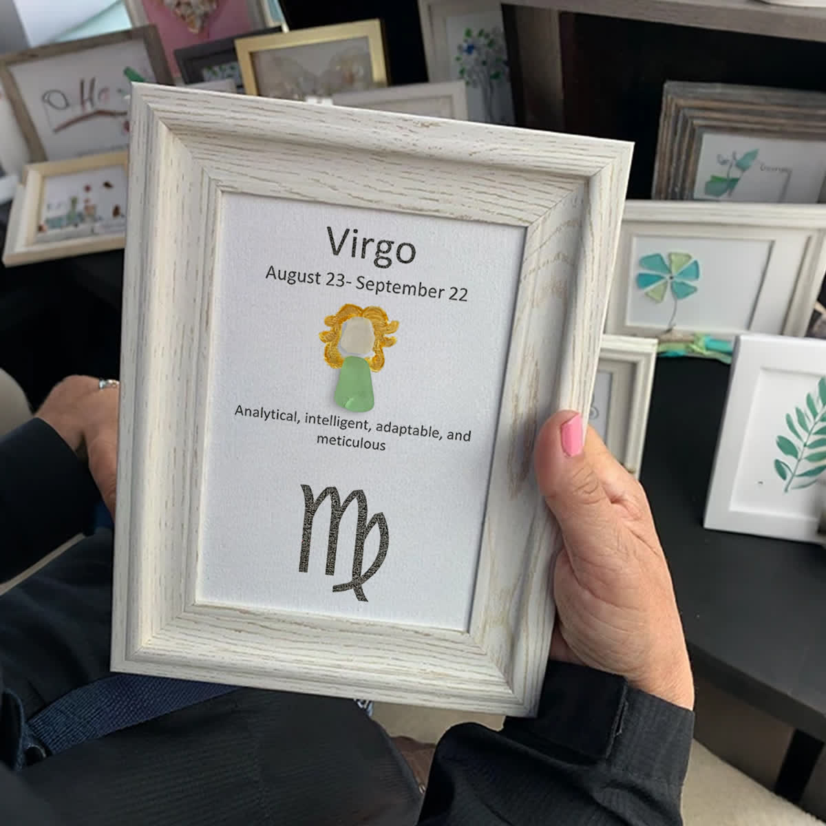 Virgo Essence Zodiac Sea Glass Framed Art - image 0