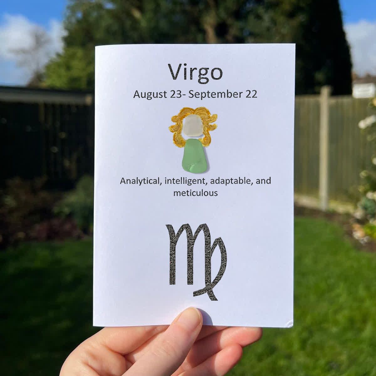 Virgo Essence Zodiac Sea Glass Framed Art - Seaglass Card - 8" X 6" - image 1