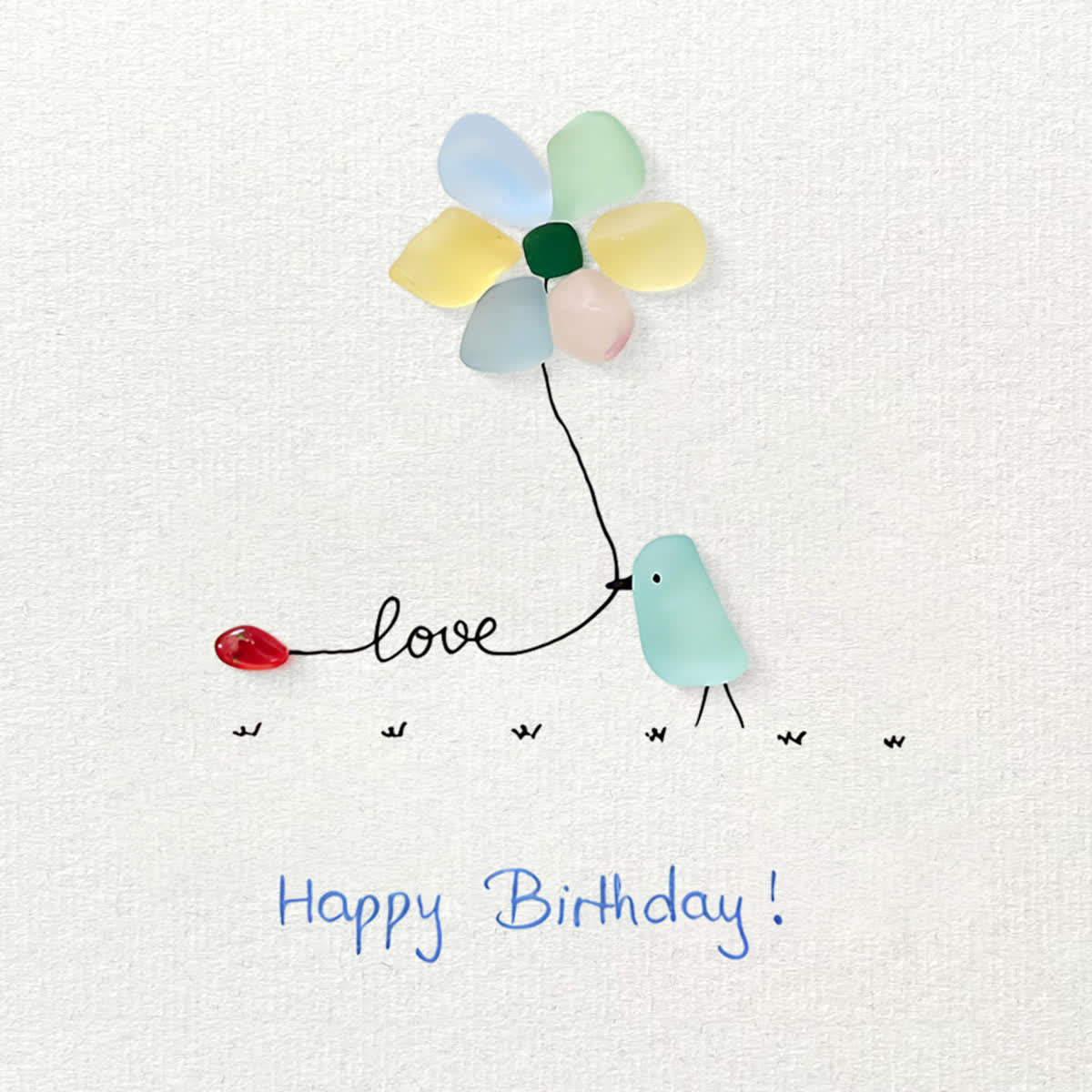 "Love & Blooms" Birthday Bird Sea Glass Framed Art - image 4