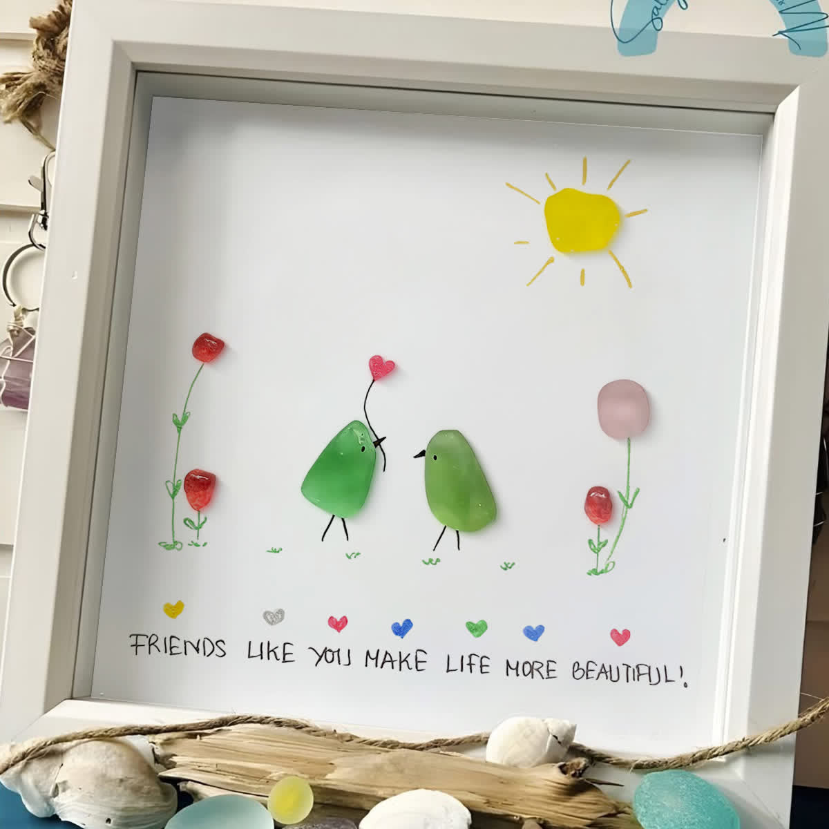 Sunlit True Friendship Bird Sea Glass Framed Art - image 5