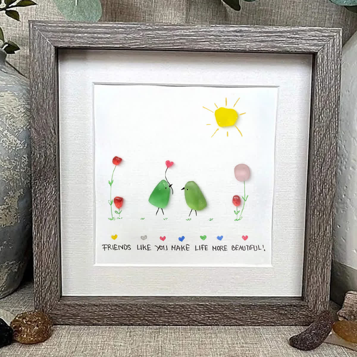 Sunlit True Friendship Bird Sea Glass Framed Art - image 4