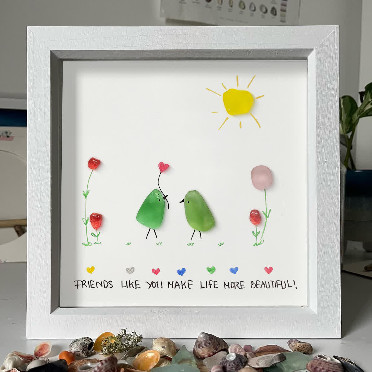 Sunlit True Friendship Bird Sea Glass Framed Art - image 0