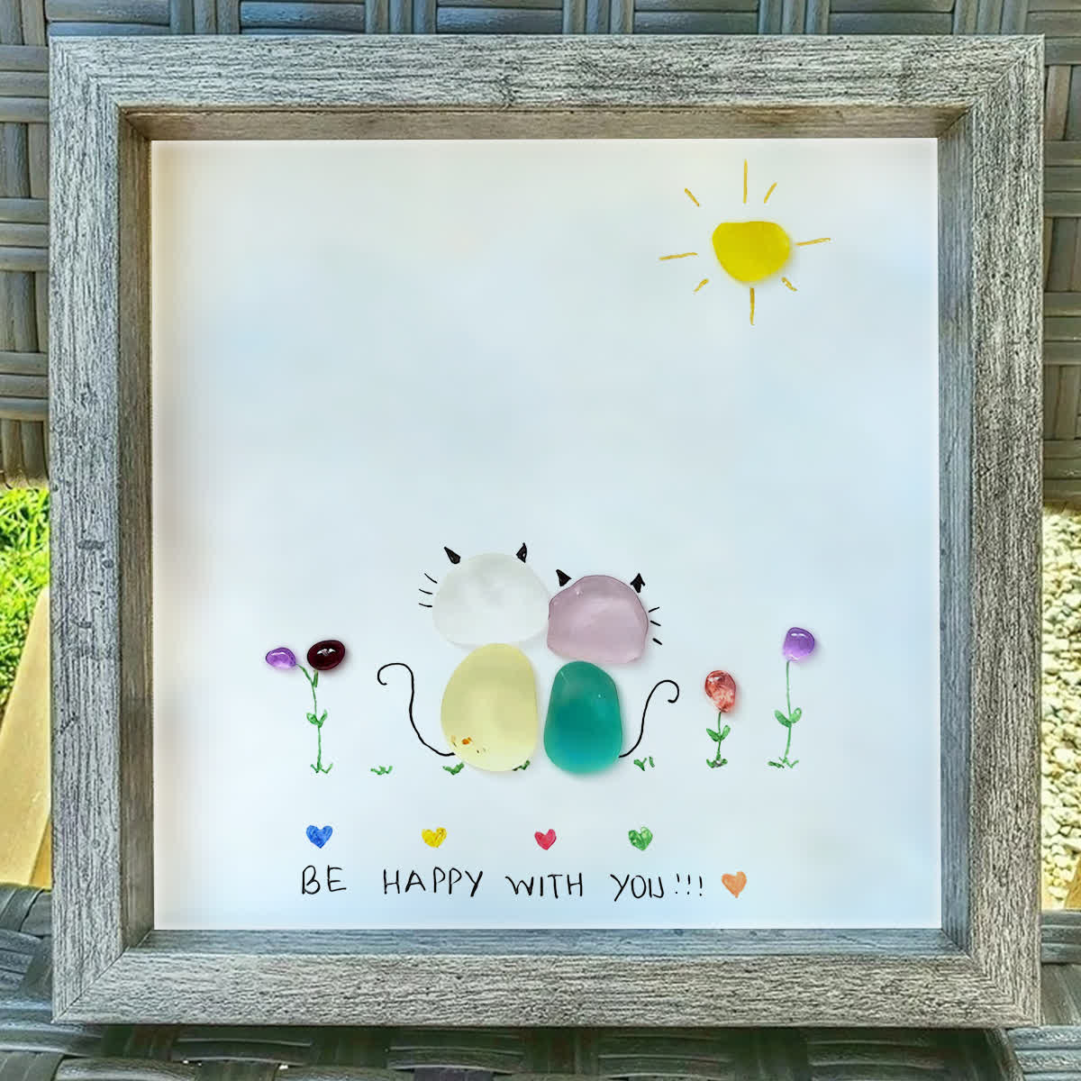 Sunny Companion Cat Sea Glass Framed Art - image 6