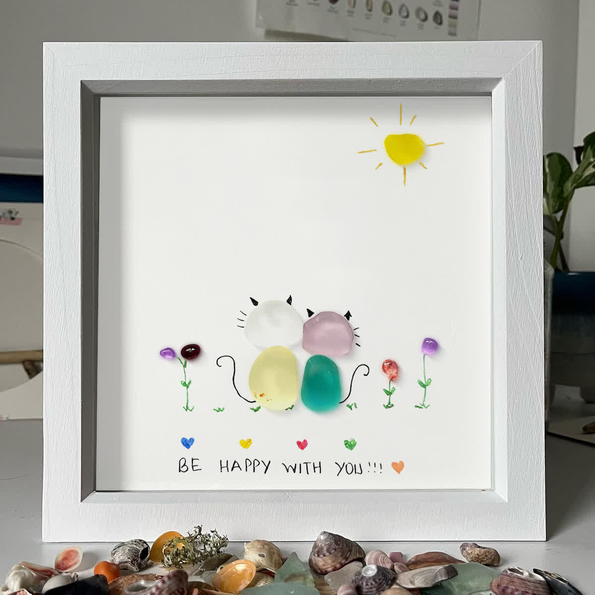 Sunny Companion Cat Sea Glass Framed Art - image 8