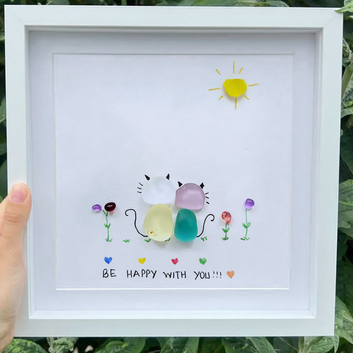 Sunny Companion Cat Sea Glass Framed Art - image 7