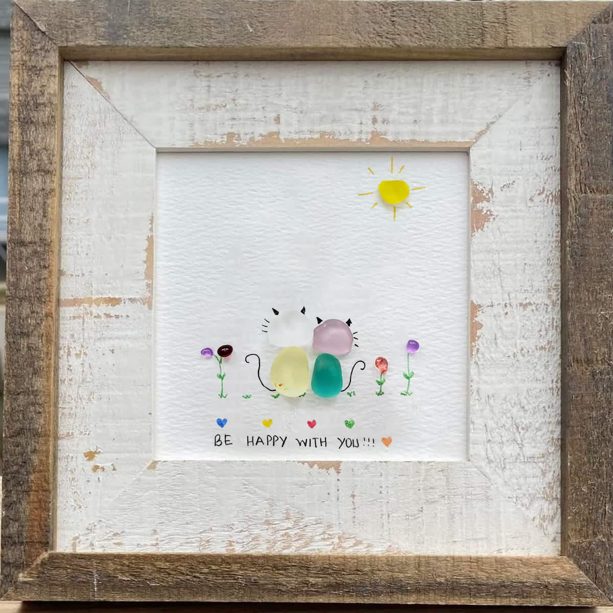 Sunny Companion Cat Sea Glass Framed Art - image 3