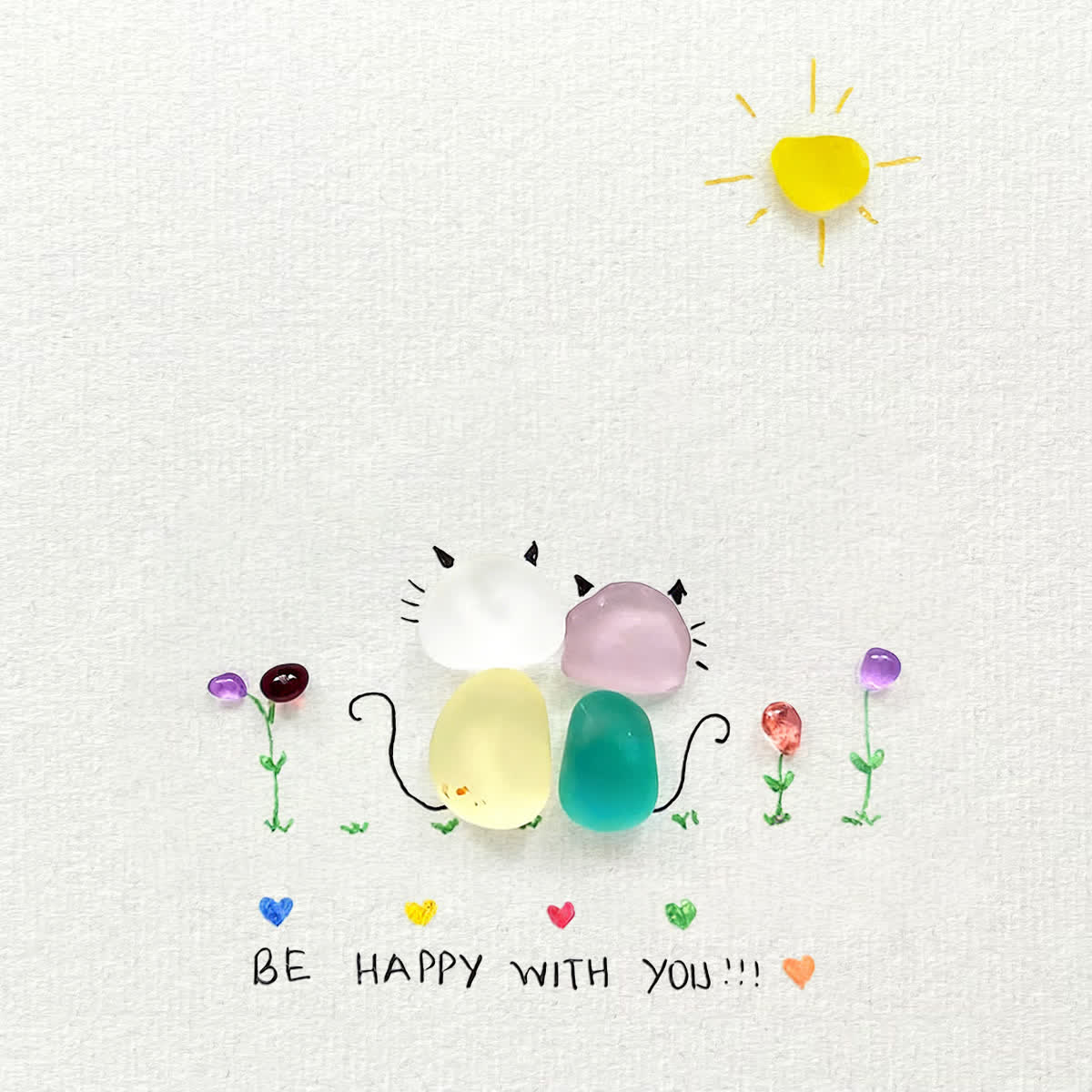 Sunny Companion Cat Sea Glass Framed Art - image 2