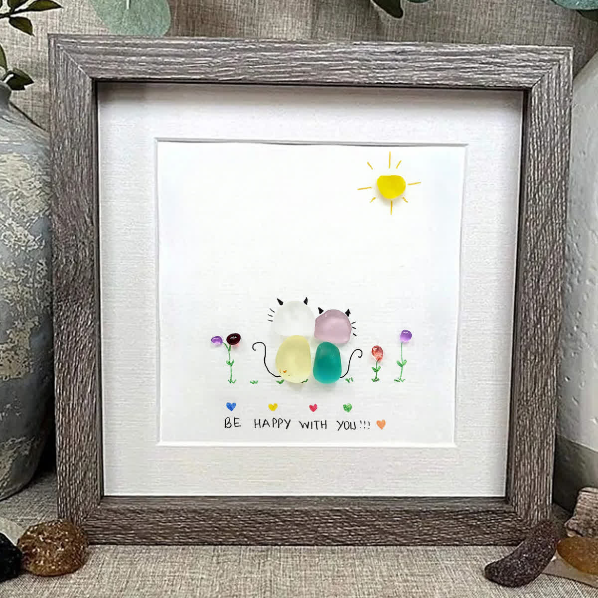 Sunny Companion Cat Sea Glass Framed Art - image 5