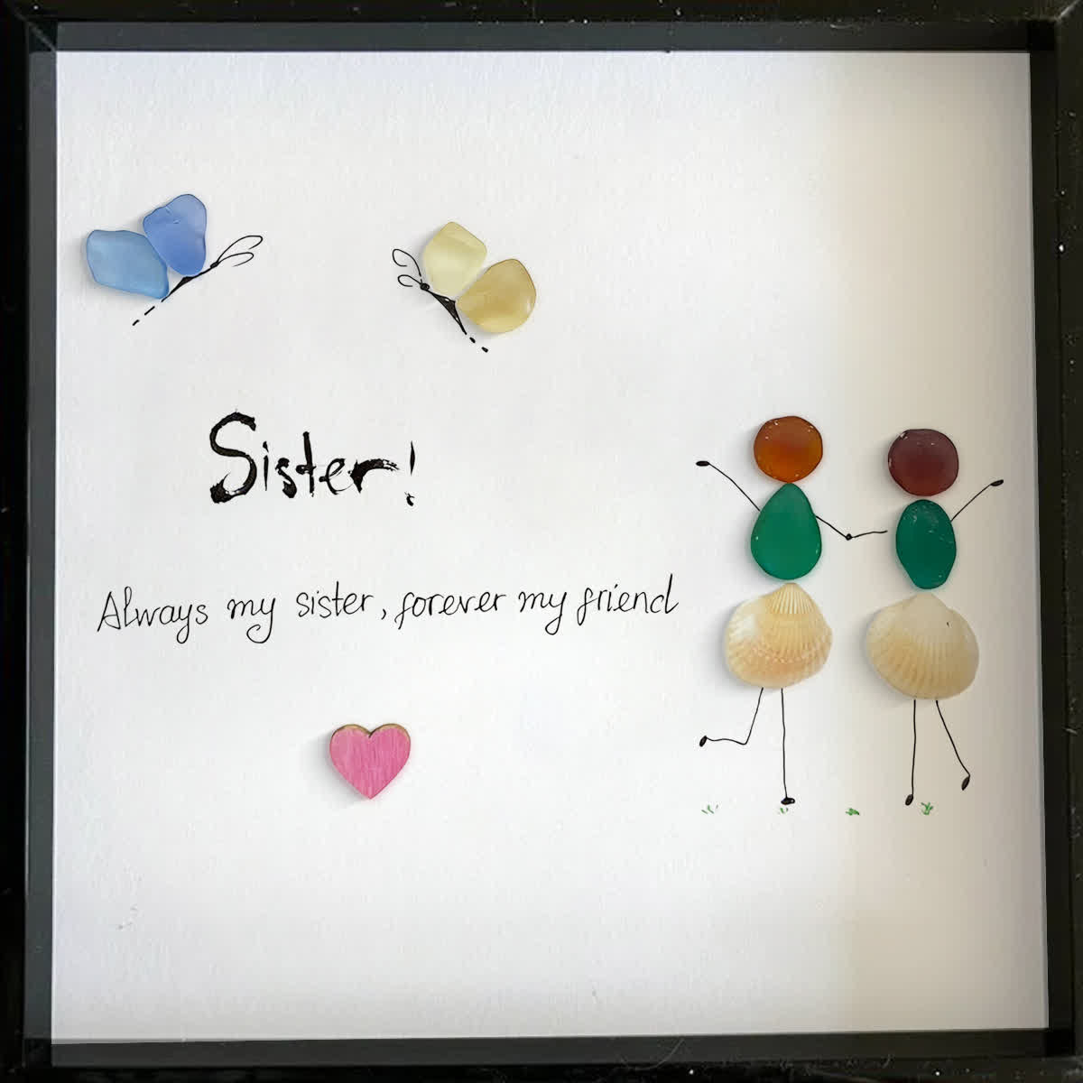 "Sister, Forever Friend" Sea Glass Framed Art - image 7