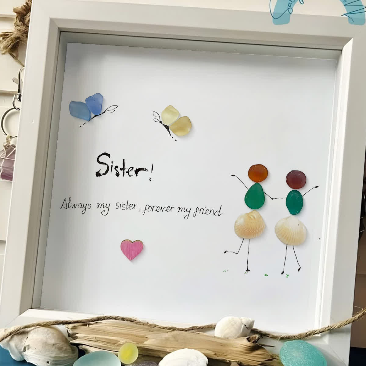 "Sister, Forever Friend" Sea Glass Framed Art - image 0