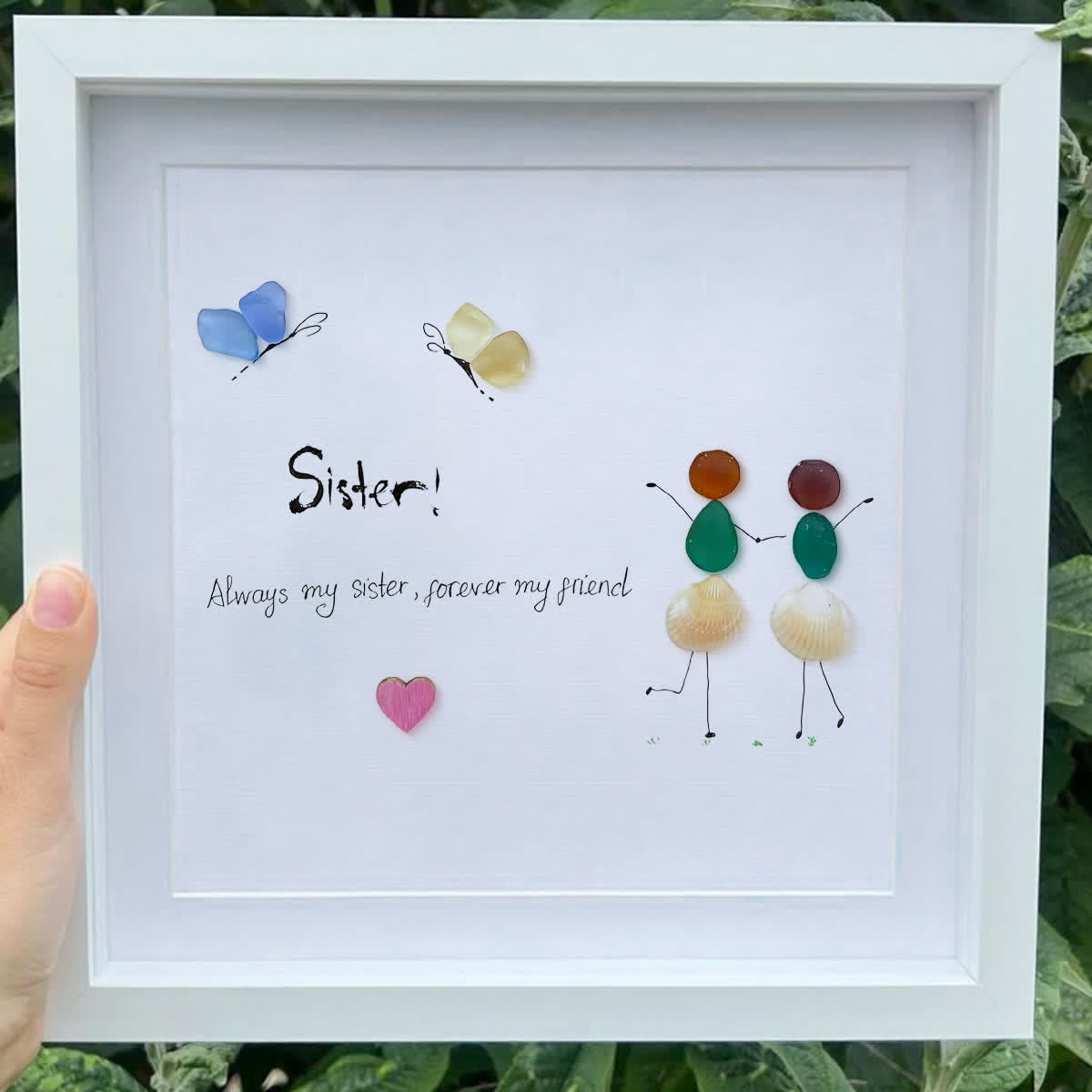 "Sister, Forever Friend" Sea Glass Framed Art - image 8