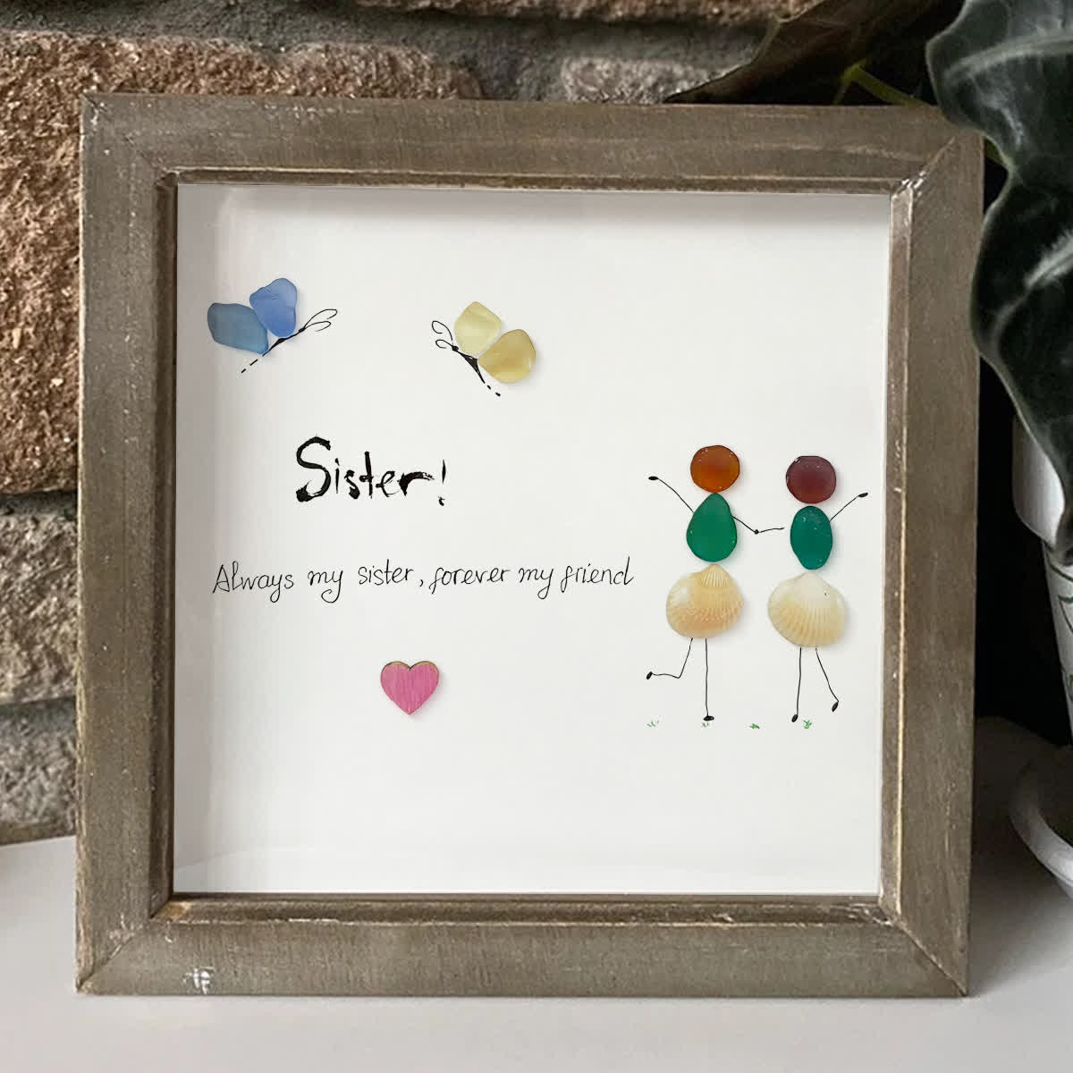 "Sister, Forever Friend" Sea Glass Framed Art - image 6