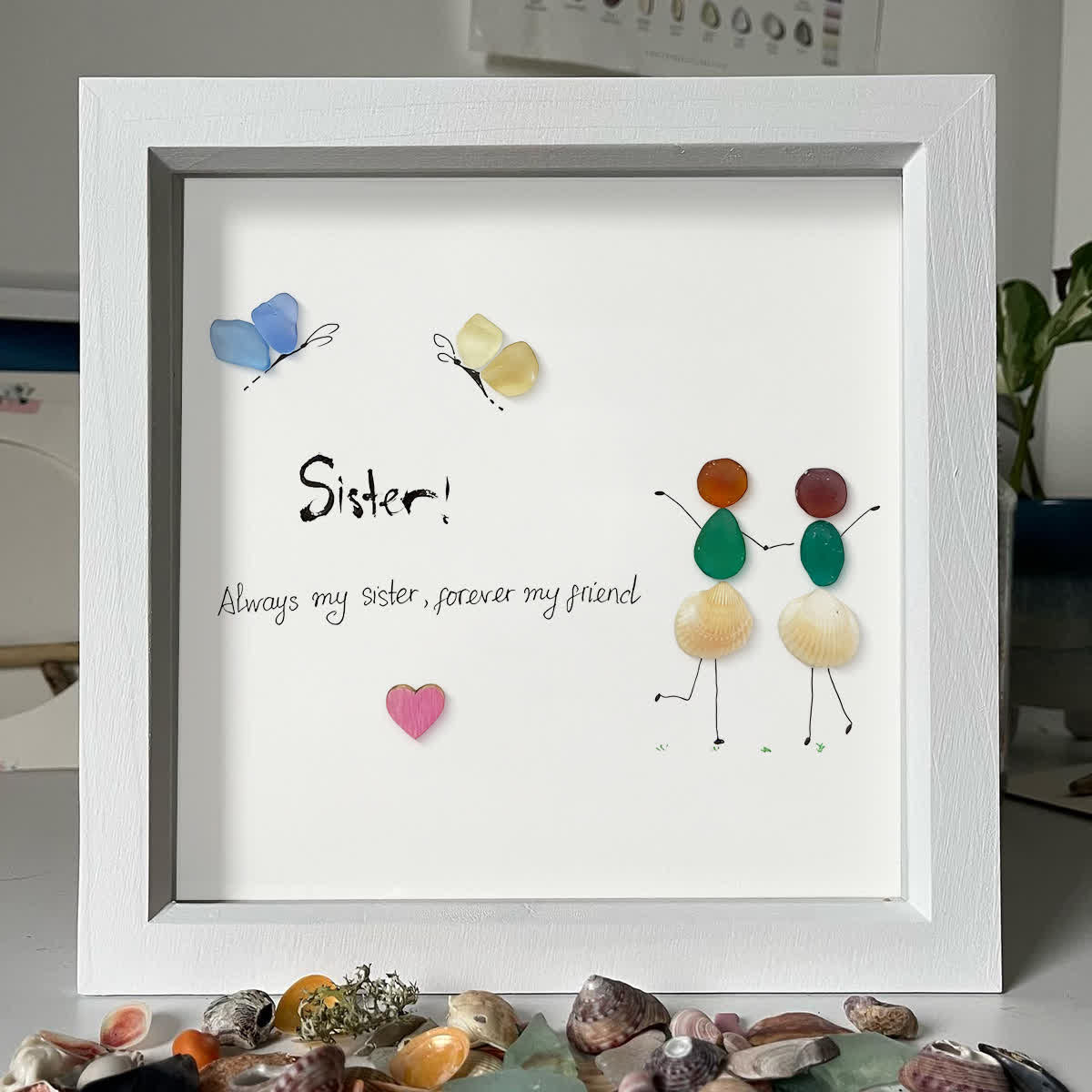 "Sister, Forever Friend" Sea Glass Framed Art - image 9