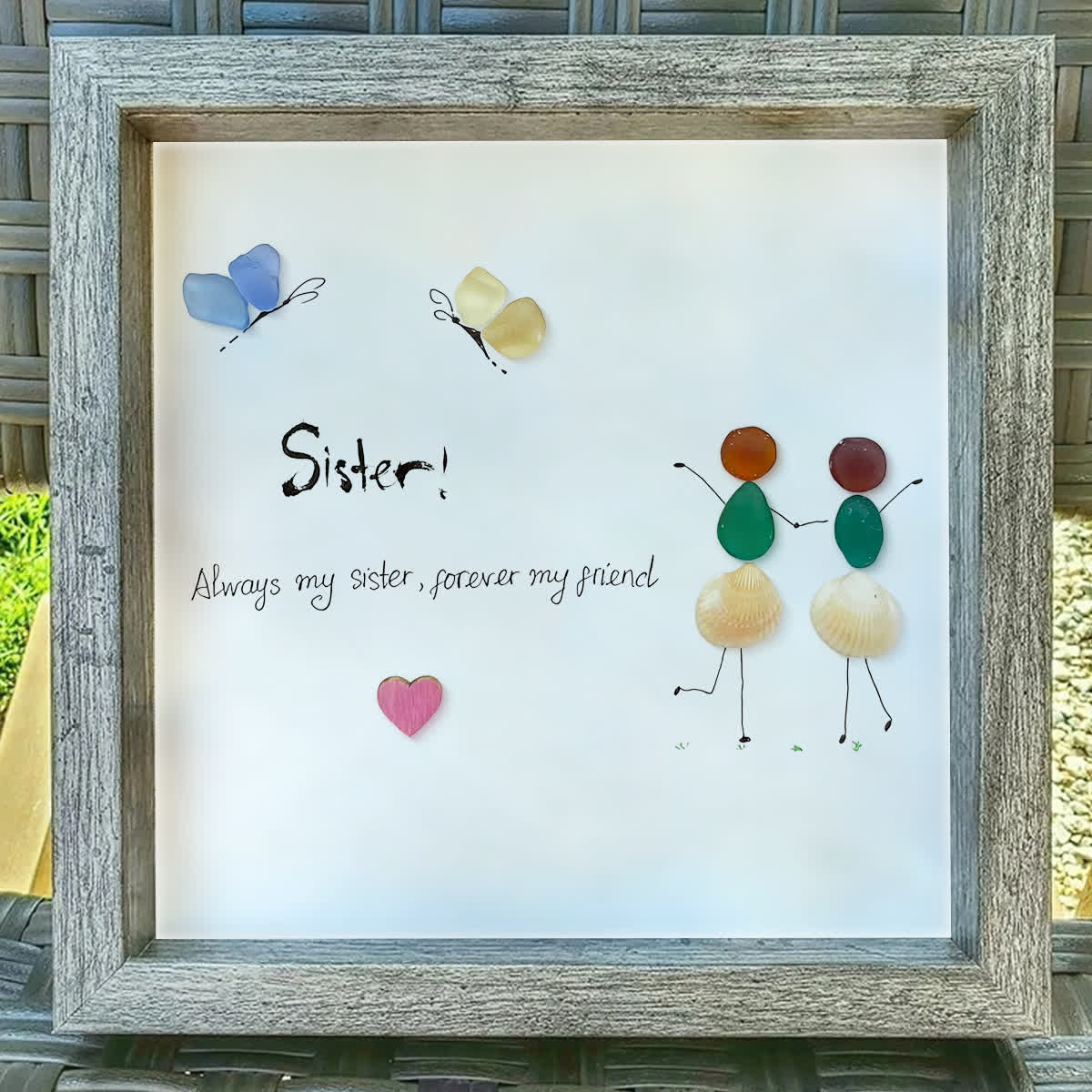 "Sister, Forever Friend" Sea Glass Framed Art - image 5