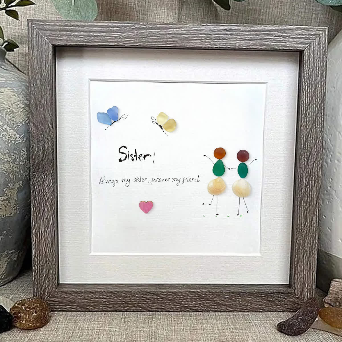 "Sister, Forever Friend" Sea Glass Framed Art - image 4