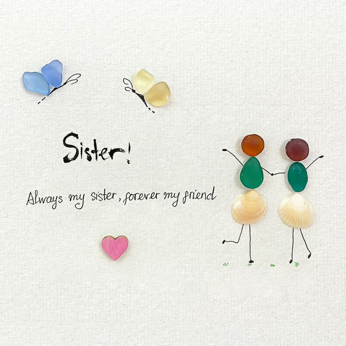 "Sister, Forever Friend" Sea Glass Framed Art - image 2