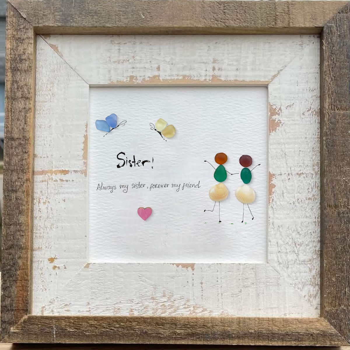 "Sister, Forever Friend" Sea Glass Framed Art - image 3