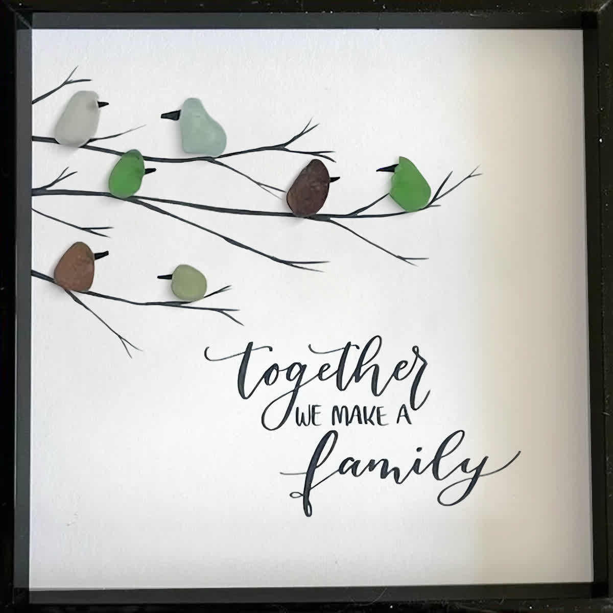 Together We Make A Family Bird Sea Glass Framed Art - image 4