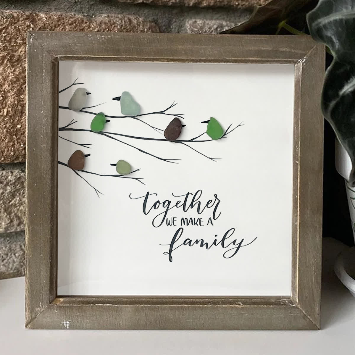 Together We Make A Family Bird Sea Glass Framed Art - image 3