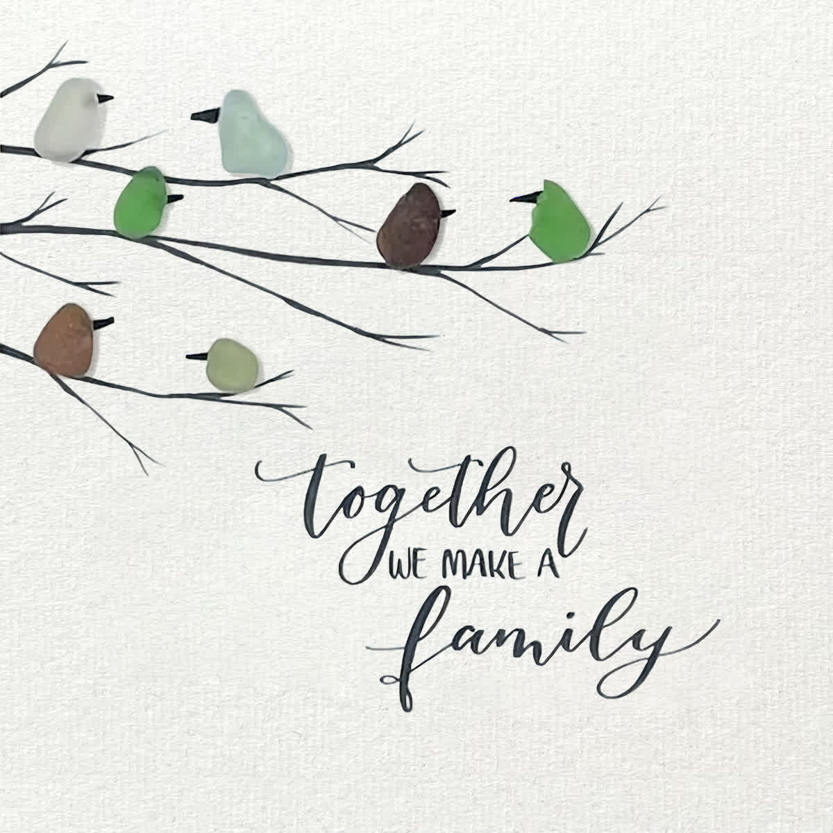Together We Make A Family Bird Sea Glass Framed Art - image 2