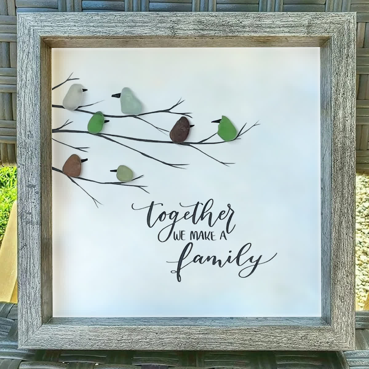 Together We Make A Family Bird Sea Glass Framed Art - image 8