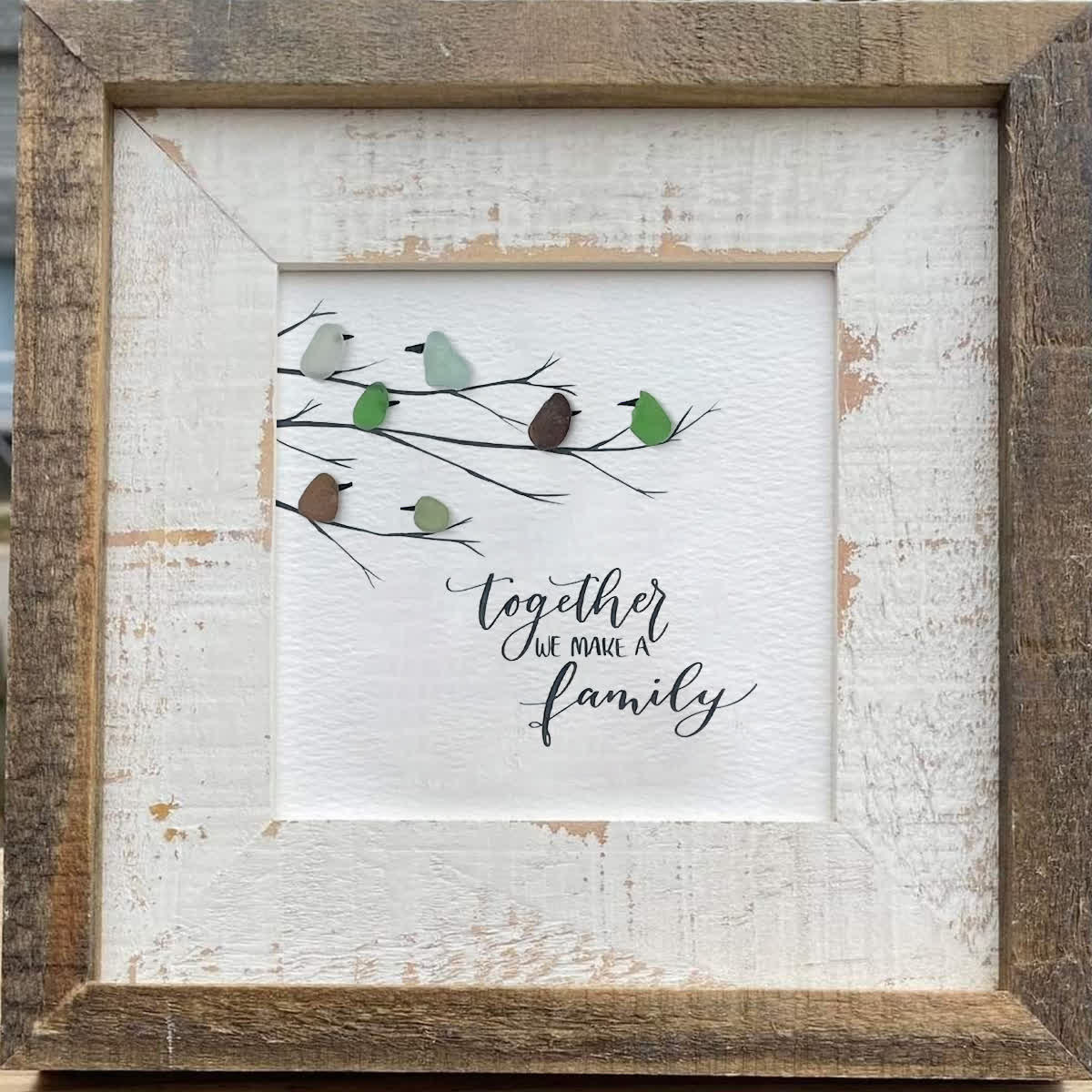Together We Make A Family Bird Sea Glass Framed Art - image 5