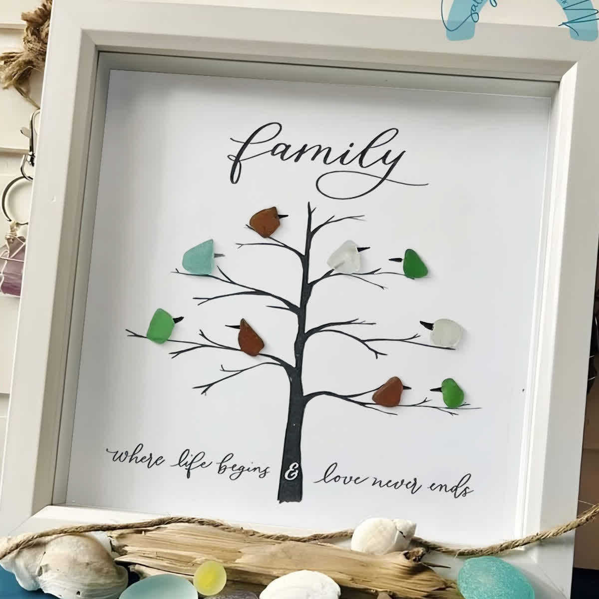 Where Life Begins & Love Never Ends Sea Glass Framed Art - image 4