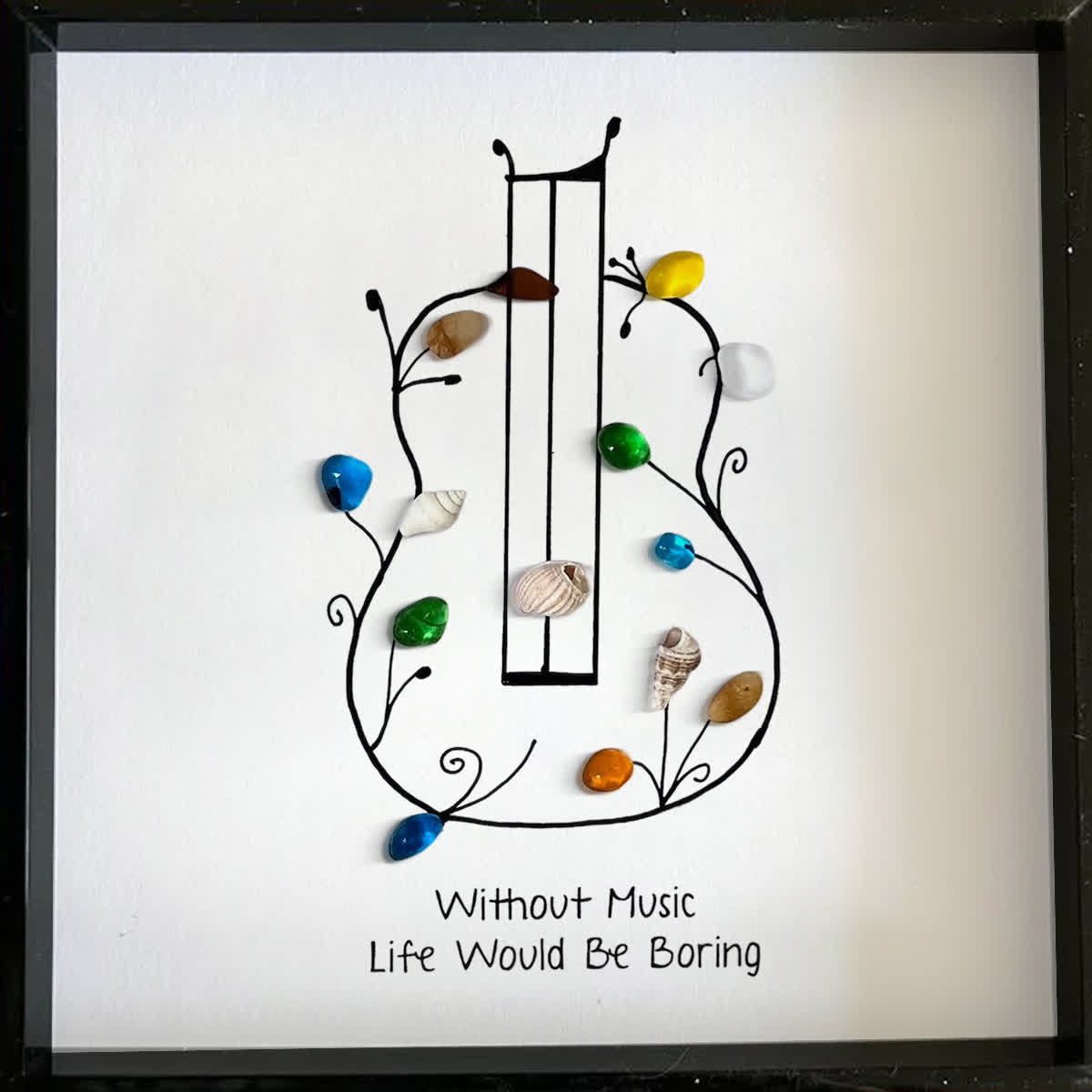 "Without Music, Life Would Be Boring" Sea Glass Framed Art - image 7